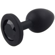 Malý anální kolík ze silikonu se šperkem - černý